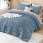 Andency Grayish Blue Comforter Set King Size, 3 Pieces Boho Bedding Set & - Image 6