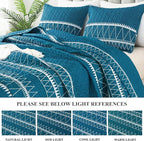 Andency Teal Twin Quilt Set, 2 Pieces Boho Lightweight Soft Striped Bedspread - Image 3