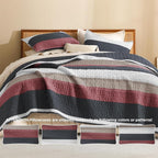 Litanika Quilt Queen Size Black and Red, Stripe Patchwork Summer Bedspread - Image 5