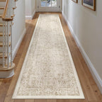 Light Brown Runner Rug 3x10 Hallway Machine Washable Kitchen Vintage Distressed - Image 5