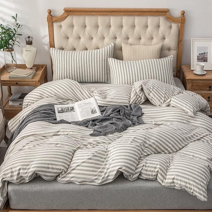 PURE ERA Jersey Knit Duvet Cover Set 100% T-Shirt Heather Cotton Super Soft - Image 4