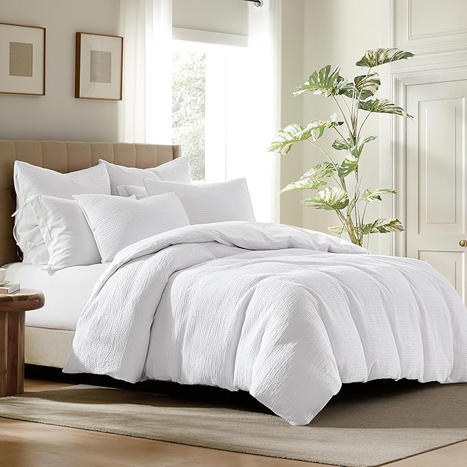 WDCOZY 100% Cotton Luxury Honeycomb Duvet Cover Set Queen Size - Image 8