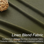 Topfinel Olive Green 102 Inches Long Custom Blackout Linen Curtains, Pinch - Image 4