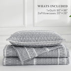 Andency Quilts Queen Size Grey, 3 Pieces Queen Quilt Bedding Set Boho - Image 8