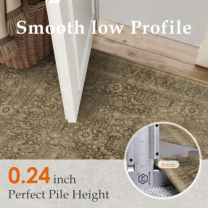 Brown 3x5 Area Rug Washable Vintage Carpet - Image 2