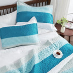 Andency Teal White Quilt Twin, 2 Pieces Patchwork Bedspread Coverlet Set - Image 3