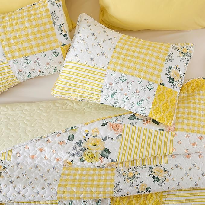 YIKUSH Quilt Sets Twin Size Floral Quilt Set 2 Pieces Bedding Set Bedspreads - Image 3
