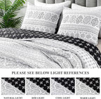 Andency Black White Quilts Queen Size, 3 Pieces Queen Quilt Bedding Set Boho - Image 4