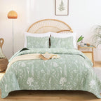 JANZAA Quilt King Size Sage Green Quilt Bed Spread Boho Quilt - Image 5