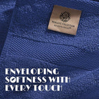 White Classic Wealuxe Navy Blue Bath Towels 24x50 Inch, Cotton Towel Set - Image 3
