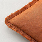 MIULEE Decorative Throw Pillow Covers Neutral Linen Fringe Throw Pillows Euro - Image 3