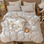 MooMee Striped Duvet Cover Set 100% Washed Cotton Linen Like Textured - Image 5