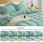 Gingham Duvet Cover Queen Size, 3 Pieces Soft Breathable Microfiber Plaid - Image 5