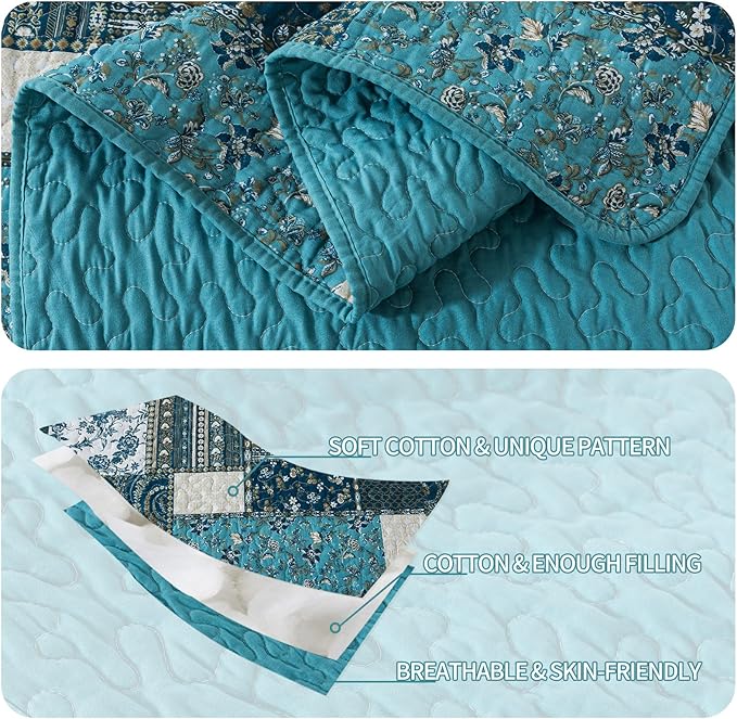 BEDIFANY Cotton Queen Size Quilt Sets, Lightweight Bedspread Queen Size - Image 4