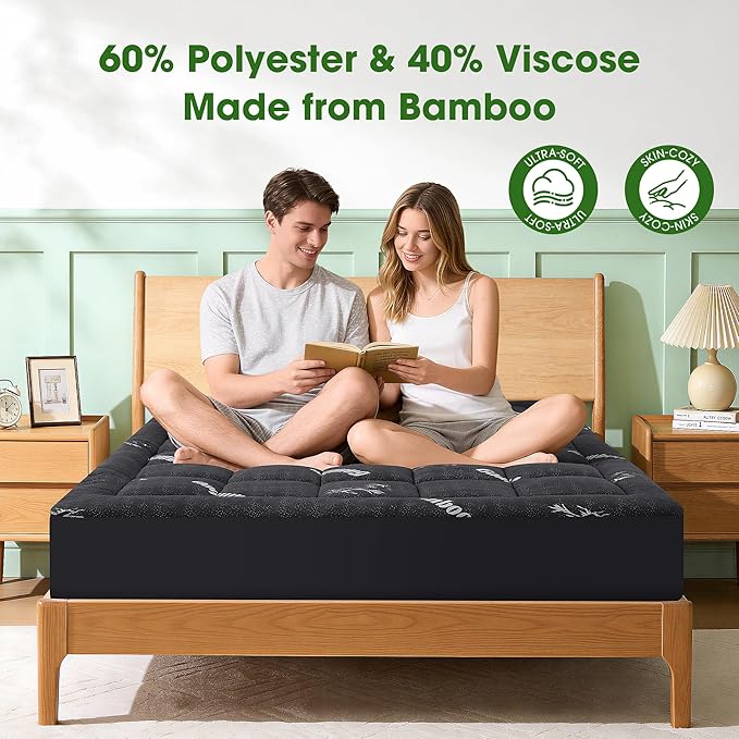 Mattress Pad Twin Size, Cooling Pillow Top Mattress Topper, Ultra Soft Viscose - Image 3