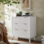 T4TREAM Fluted 3 Drawers Nightstand, Oversized Extra Large Modern Side Table - Image 3