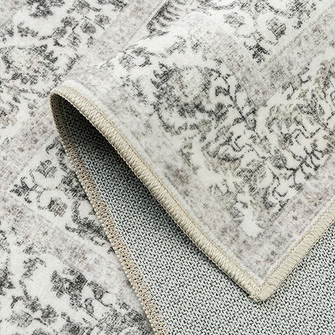 Black Area Rug 10x12 Machine Washable Large Vintage Living Room Distressed Non - Image 8