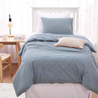 Wake In Cloud - Striped Cotton Duvet Cover Set, 100% Washed Cotton Textured - Image 8