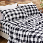 BEDELITE Fleece Sheets Queen Size Bed Set, Luxury Red and Black Plaid Winter - Image 2