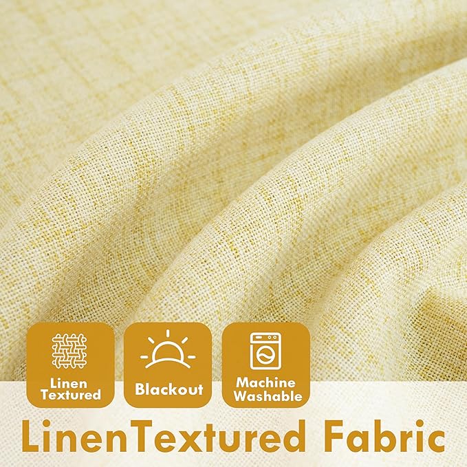 DriftAway Double Layer Linen Blackout Tie Up Curtains Thermal Insulated Fully - Image 3