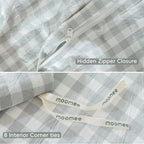 MooMee Gingham Duvet Cover Set 100% Washed Cotton Linen Like Textured - Image 7