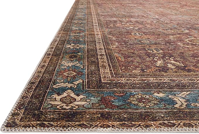 Loloi Layla Collection LAY-01 Brick/Blue 2'-6" x 12'-0" .13" Thick Runner Rug - Image 5