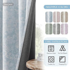 Beauoop Blue Floral Jacquard Blackout Curtains 84 Inches Long 2 Panels - Image 8