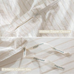 MooMee Striped Duvet Cover Set 100% Washed Cotton Linen Like Textured - Image 6