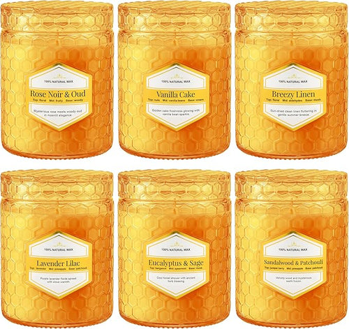 6 Pack Amber Glass Scented Candles by JXDLSQCandlesGiftsSets