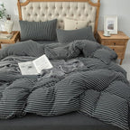 PURE ERA Jersey Knit Duvet Cover Set 100% T-Shirt Heather Cotton Super Soft - Image 3