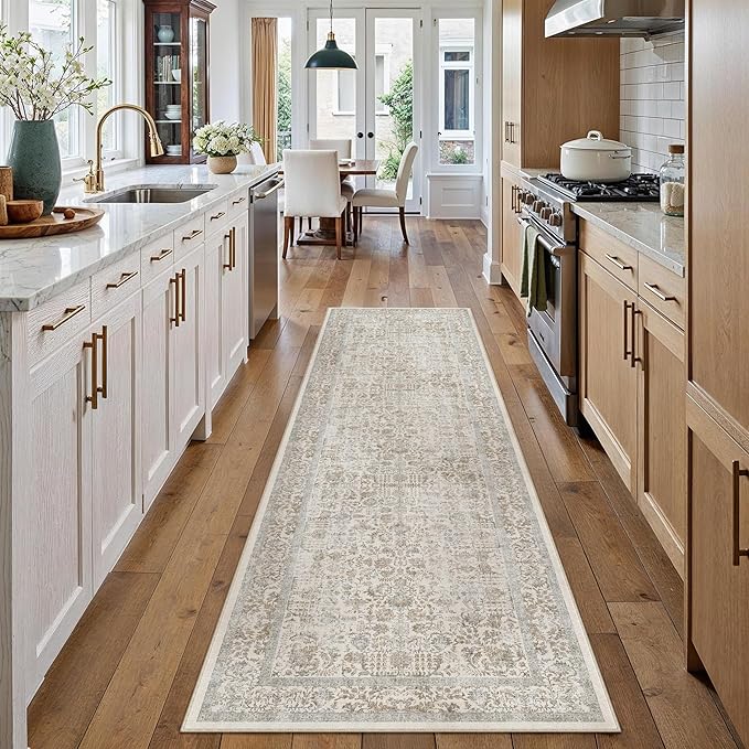 Taupe Runner Rug 2'6"x14' Washable Carpet by PureCozy
