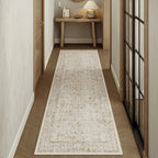 Light Brown Runner Rug 3x7 Hallway Machine Washable Kitchen Vintage Distressed by PureCozy