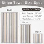 Beige Striped Hand Towels, Bathroom Hand Towels Set of 4, Soft Towel Set - Image 4