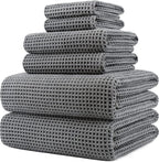 POLYTE 430 GSM Microfiber Quick Dry Lint Free Oversize Bath Towel Set, 6 Piece by Polyte