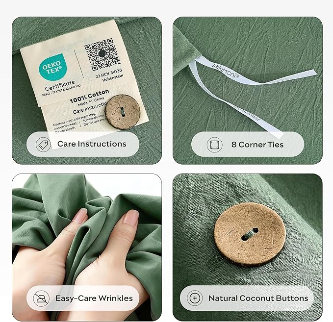 JELLYMONI 100% Washed Cotton Duvet Cover Full – Soft, Breathable Linen-Look - Image 4