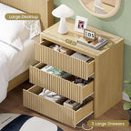 Fluted Nightstand with 3 Drawers, Wood Night Stand with Storage， 25" Wide - Image 4