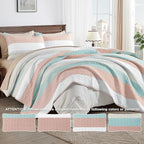 Andency King Size Quilt Set Pink Green, 3 Pieces Summer Ultra Soft Lightweight - Image 5