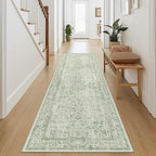Runner Rug 2x5 Sage Green Hallway Washable Vintage Distressed Kitchen Carpet - Image 6