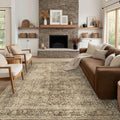 FMFUNCTEX 8x10 Washable Area Rug Brown Vintage Neutral Distressed Large Non by Fmfunctex
