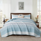 Andency King Size Quilt Set Aqua Blue, 3 Pieces Summer Ultra Soft Lightweight - Image 9