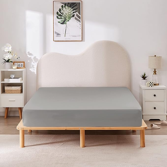 HBHLFZ Twin Fitted Sheet Only, Soft Breathable Bottom Sheet - Image 6