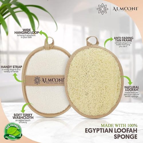 Almooni Natural Loofah Exfoliating Body Scrubber, Made - Image 2