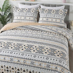 BEDIFANY Boho Quilt King Size Set, Lightweight Bedspread King Size Stripe Boho - Image 2