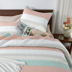 Andency King Size Quilt Set Pink Green, 3 Pieces Summer Ultra Soft Lightweight - Image 3