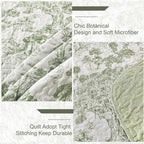 WONGS BEDDING Botanical Quilt Set California King Size, Sage Green 3 Pieces - Image 5