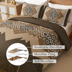 Dintszyayue Brown Quilt Set Queen Size, 3 Piece Boho Aztec Texture Bedspread - Image 7
