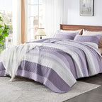 Andency Queen Quilt Bedding Set Grayish Purple, 3 Pieces Patchwork Summer - Image 5