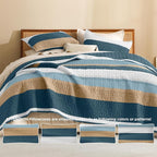 Litanika Quilt King Size FBird, Stripe Patchwork Summer Bedspread Coverlet 3 - Image 5