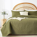 WURUIBO Olive Green Quilt Set Twin Size, Embossing Microfiber Bedspreads by WURUIBO