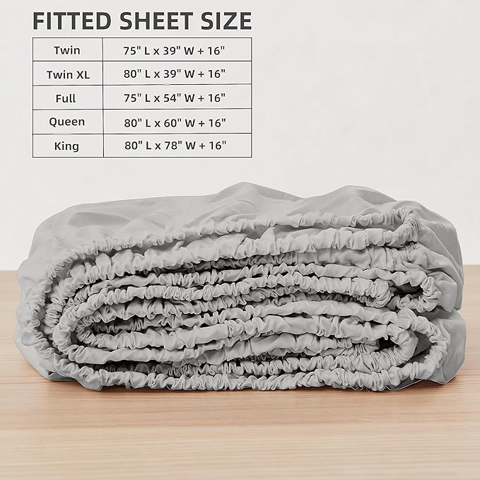 HBHLFZ King Fitted Sheet Only, Soft Breathable Bottom Sheet - Image 2